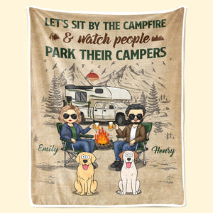 Regardons les gens garer leurs camping-cars - Couverture de camping personnalisée - Cadeau pour les amateurs de camping, les propriétaires d'animaux de compagnie, les amoureux des animaux