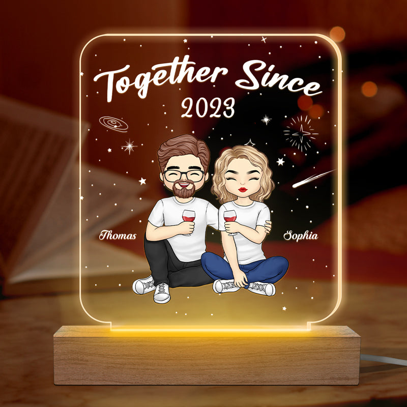 Mon endroit préféré est à côté de toi - Lampe LED 3D personnalisée en forme de couple - Cadeau pour mari et femme, anniversaire