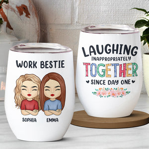 Rire ensemble depuis le premier jour - Verre à vin personnalisé pour collègue - Cadeau pour collègues, amis de travail, collègues 