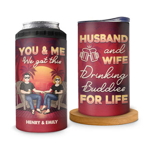 Mari et femme, compagnons de beuverie pour la vie - Gobelet isotherme 4 en 1 personnalisé pour couple - Cadeau pour mari et femme, anniversaire