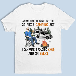 Chaise pliante et bières pour feu de camp - T-shirt, sweat à capuche et sweat-shirt unisexe personnalisé pour le camping - Cadeau de fête des pères, d'anniversaire pour papa, amoureux du camping