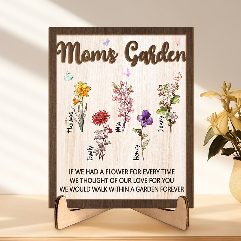 I Thought Of My Love For You - Family Personalized Custom 2-Layered Wooden Plaque With Stand - House Warming Gift For Mom, Grandma