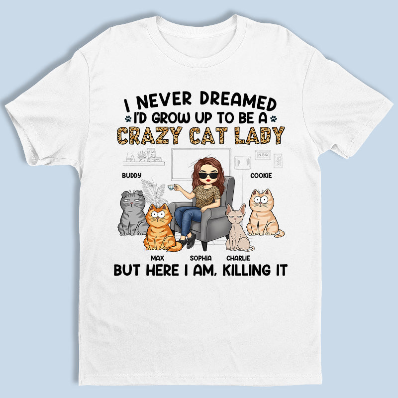 Heureux d'être une folle aux chats - T-shirt unisexe personnalisé, sweat à capuche, sweat-shirt - Cadeau pour les propriétaires et les amoureux des animaux