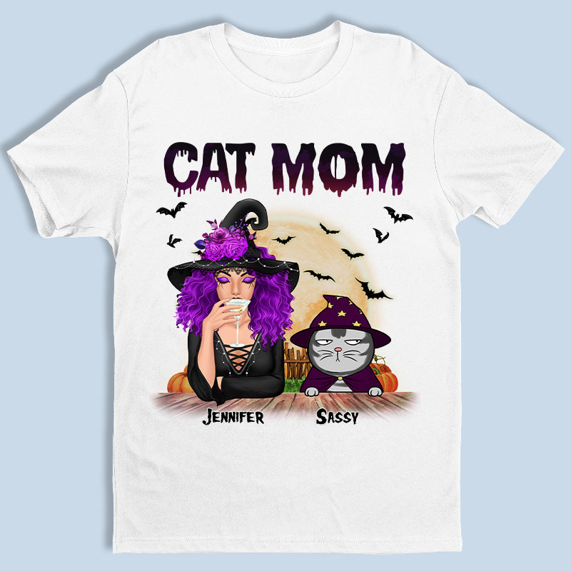 T-shirt, sweat à capuche et sweat-shirt unisexe personnalisé « Maman chat forte et indépendante » – Cadeau d'Halloween pour les propriétaires et les amoureux des animaux