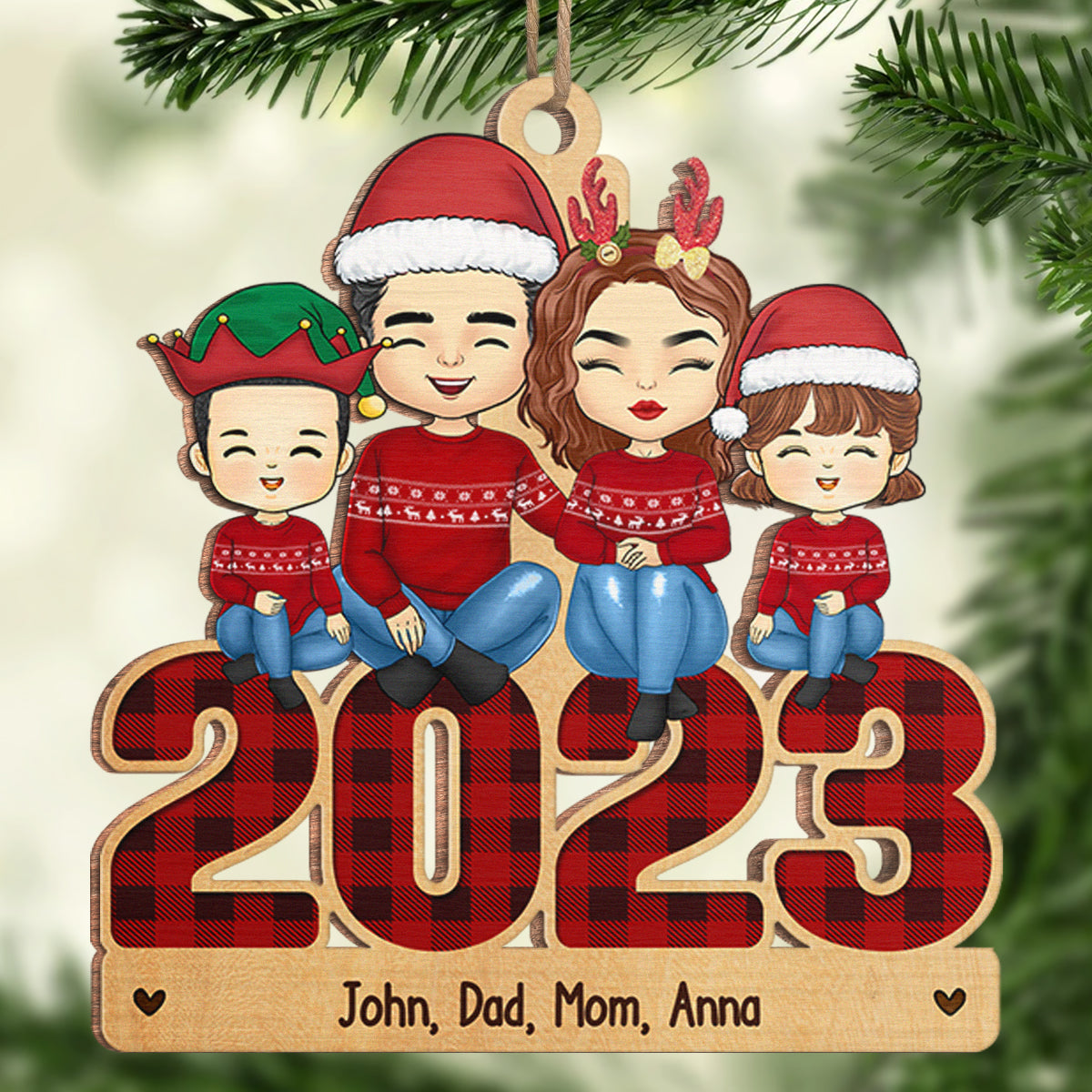 Nous sommes une famille - Ornement personnalisé pour la famille - Forme en bois personnalisée - Cadeau de Noël pour les membres de la famille