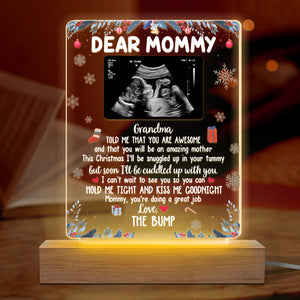 Photo personnalisée « Embrasse-moi bonne nuit » – Lampe LED 3D rectangulaire personnalisée pour la famille – Cadeau de naissance, premier Noël, cadeau de Noël pour la première maman