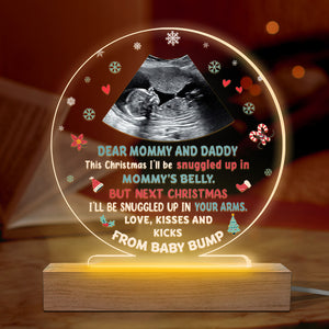 Photo personnalisée « Amour et bisous » – Lampe LED 3D ronde personnalisée pour la famille – Cadeau de Noël pour les premiers parents