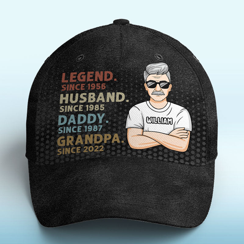 Papa est mon héros - Casquette personnalisée pour la famille, casquette classique à imprimé intégral - Cadeau de fête des pères, d'anniversaire pour papa et grand-père