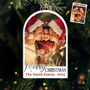Photo personnalisée « Tous les cœurs rentrent à la maison pour Noël » - Ornement personnalisé familial - Forme personnalisée en acrylique - Cadeau de Noël pour les membres de la famille