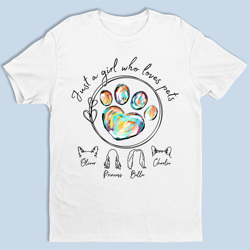 Juste une fille qui aime les animaux - T-shirt, sweat à capuche et sweat-shirt unisexe personnalisé pour chien et chat - Cadeau pour les propriétaires et les amoureux des animaux
