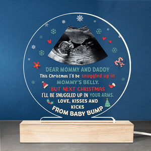 Photo personnalisée « Amour et bisous » – Lampe LED 3D ronde personnalisée pour la famille – Cadeau de Noël pour les premiers parents