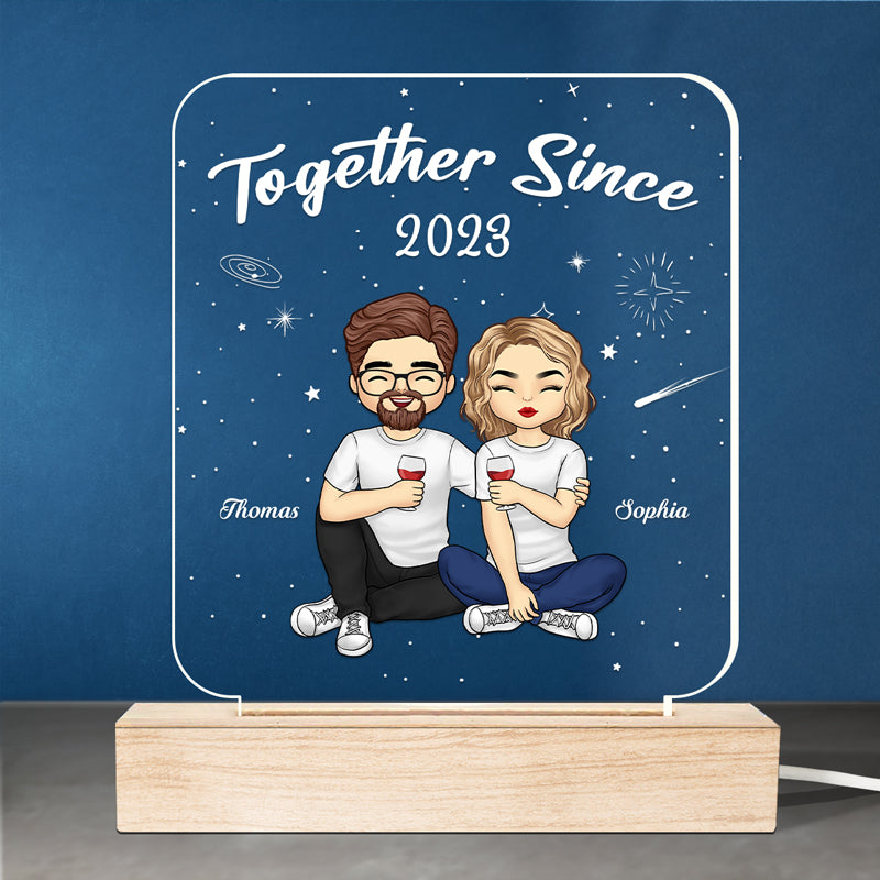 Mon endroit préféré est à côté de toi - Lampe LED 3D personnalisée en forme de couple - Cadeau pour mari et femme, anniversaire