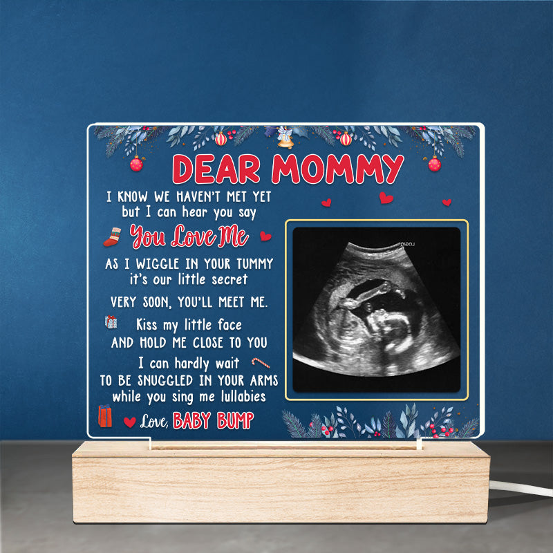 Photo personnalisée « Embrasse mon petit visage » – Lampe LED 3D rectangulaire personnalisée pour la famille – Cadeau de Noël pour la première maman
