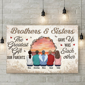 Le plus beau cadeau que nos parents nous ont offert - Toile horizontale personnalisée pour la famille - Cadeau pour frères et sœurs