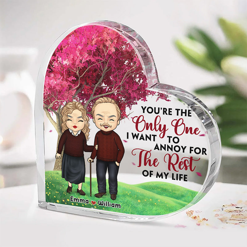 Bébé, tu es le seul que je veux ennuyer pour le reste de ma vie - Plaque acrylique personnalisée en forme de cœur pour couple - Cadeau pour mari et femme, anniversaire
