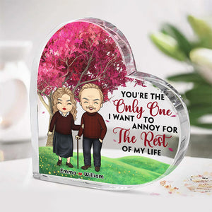 Bébé, tu es le seul que je veux ennuyer pour le reste de ma vie - Plaque acrylique personnalisée en forme de cœur pour couple - Cadeau pour mari et femme, anniversaire