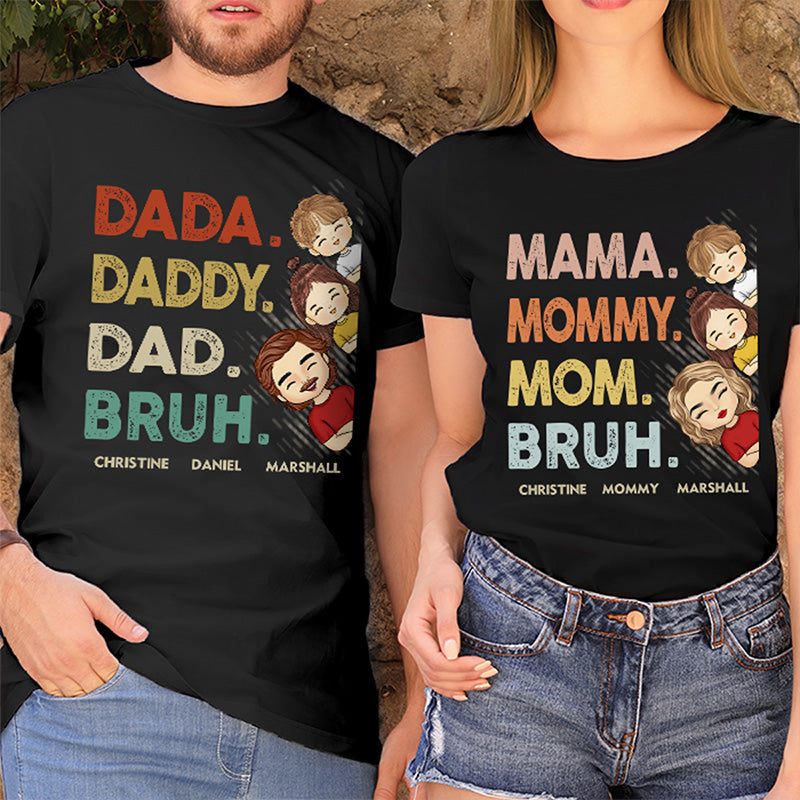 Papa, maman, frère - T-shirt unisexe personnalisé, sweat à capuche, sweat-shirt - Cadeau pour la fête des pères, la fête des mères et un anniversaire