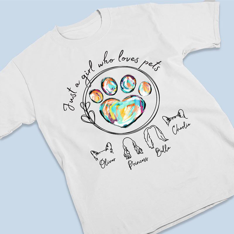 Juste une fille qui aime les animaux - T-shirt, sweat à capuche et sweat-shirt unisexe personnalisé pour chien et chat - Cadeau pour les propriétaires et les amoureux des animaux