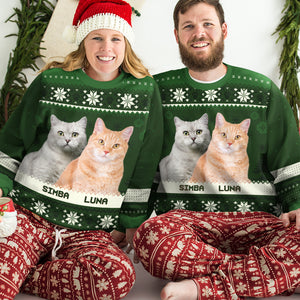 Surcharge de photos mignonnes personnalisées - Sweat-shirt moche personnalisé pour chien et chat - Pull en laine unisexe - Cadeau de Noël pour propriétaires et amoureux des animaux