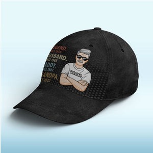 Papa est mon héros - Casquette personnalisée pour la famille, casquette classique à imprimé intégral - Cadeau de fête des pères, d'anniversaire pour papa et grand-père