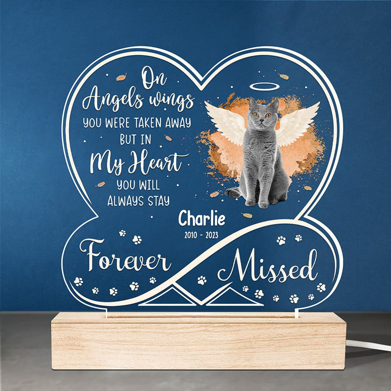 Photo personnalisée « Funny Missed » – Lumière LED 3D personnalisée en forme de cœur infini – Cadeau de condoléances pour les propriétaires et les amoureux des animaux
