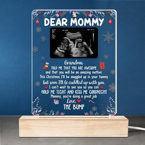Photo personnalisée « Embrasse-moi bonne nuit » – Lampe LED 3D rectangulaire personnalisée pour la famille – Cadeau de naissance, premier Noël, cadeau de Noël pour la première maman