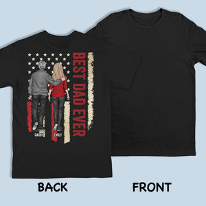 Le meilleur papa de tous les temps - T-shirt patriotique unisexe personnalisé avec imprimé au dos - Fête des pères, Jour de l'Indépendance, 4 juillet, cadeau d'anniversaire pour papa