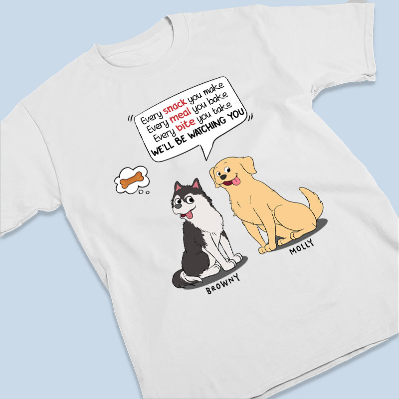 Nous vous surveillerons toute la journée - T-shirt, sweat à capuche et sweat-shirt unisexe personnalisé pour chien - Cadeaux pour propriétaires d'animaux et amoureux des animaux