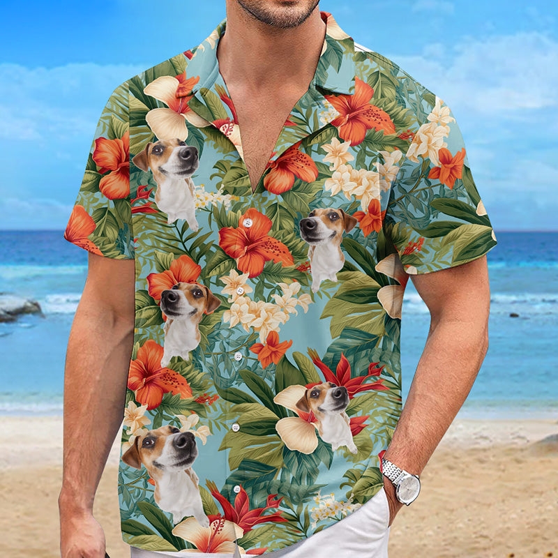 T-shirt hawaïen unisexe personnalisé avec photo « Amusons-nous au soleil » pour chien et chat - Cadeau idéal pour les vacances d'été, les propriétaires d'animaux et les amoureux des animaux.