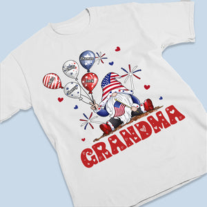 Juillet apporte joie et bonheur, Nana - T-shirt patriotique unisexe personnalisé pour la famille, sweat à capuche, sweat-shirt - Jour de l'Indépendance, 4 juillet, cadeau d'anniversaire pour grand-mère