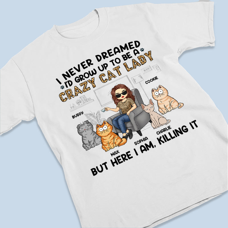 Heureux d'être une folle aux chats - T-shirt unisexe personnalisé, sweat à capuche, sweat-shirt - Cadeau pour les propriétaires et les amoureux des animaux