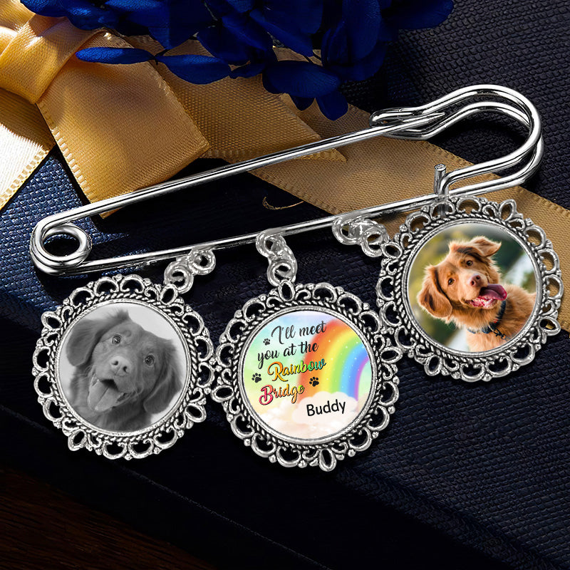 Broche ronde personnalisée avec photo « Forever Loved » - Cadeau de condoléances pour les propriétaires et les amoureux des animaux