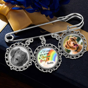 Broche ronde personnalisée avec photo « Forever Loved » - Cadeau de condoléances pour les propriétaires et les amoureux des animaux