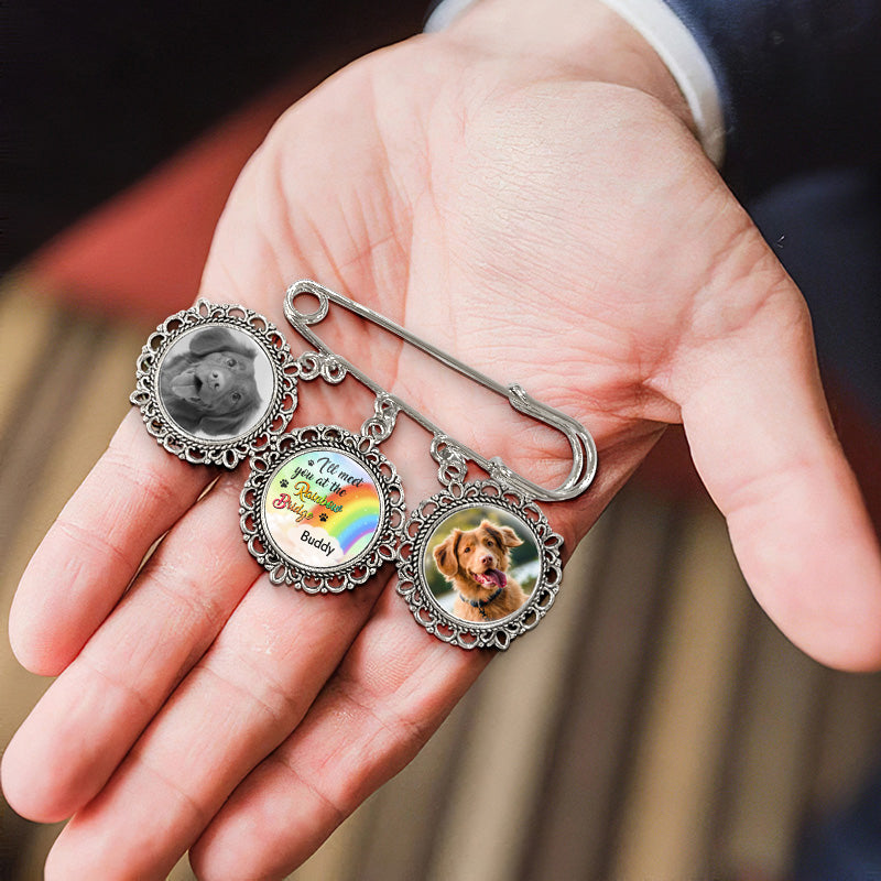 Broche ronde personnalisée avec photo « Forever Loved » - Cadeau de condoléances pour les propriétaires et les amoureux des animaux