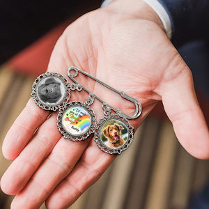 Broche ronde personnalisée avec photo « Forever Loved » - Cadeau de condoléances pour les propriétaires et les amoureux des animaux