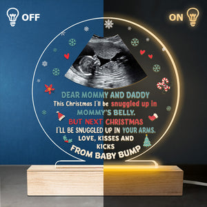 Photo personnalisée « Amour et bisous » – Lampe LED 3D ronde personnalisée pour la famille – Cadeau de Noël pour les premiers parents