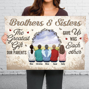 Le plus beau cadeau que nos parents nous ont offert - Toile horizontale personnalisée pour la famille - Cadeau pour frères et sœurs