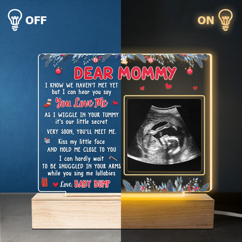 Photo personnalisée « Embrasse mon petit visage » – Lampe LED 3D rectangulaire personnalisée pour la famille – Cadeau de Noël pour la première maman