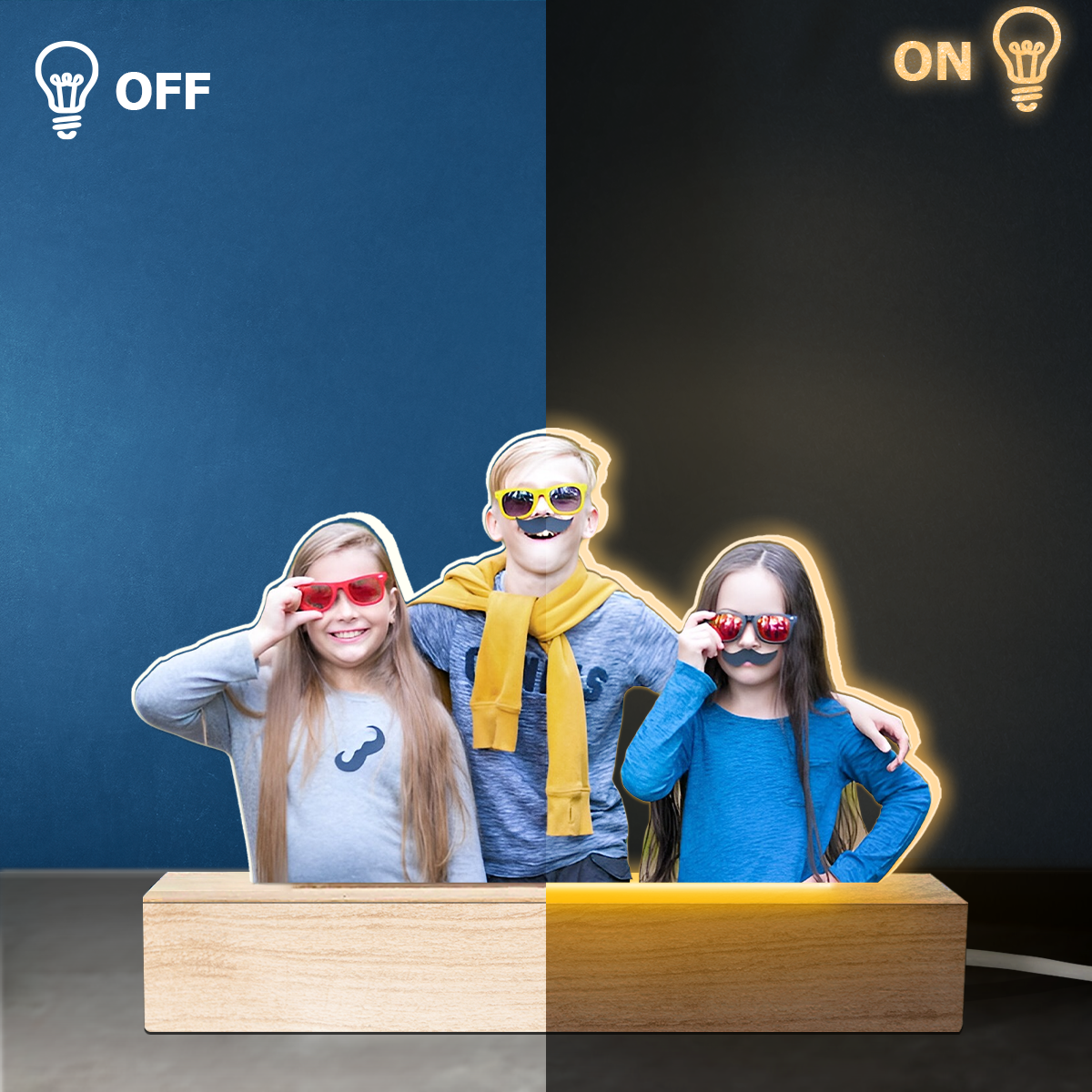 Photo personnalisée « Tu grandis si vite » - Lampe LED 3D personnalisée en forme de famille - Téléchargez une photo cadeau pour enfants