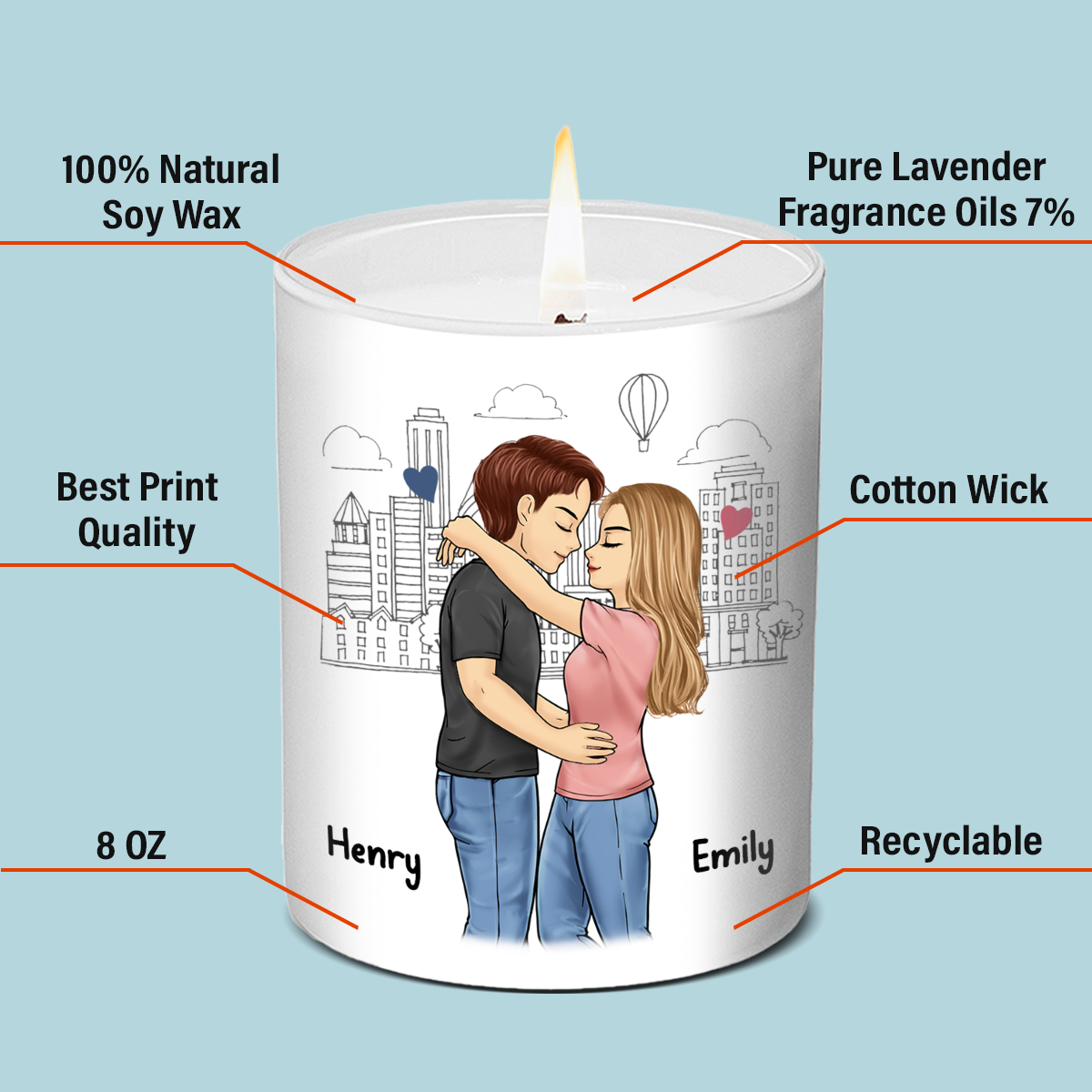 Tu es le meilleur - Bougie parfumée sans fumée personnalisée pour couple - Cadeau pour mari et femme, anniversaire