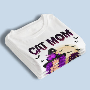 T-shirt, sweat à capuche et sweat-shirt unisexe personnalisé « Maman chat forte et indépendante » – Cadeau d'Halloween pour les propriétaires et les amoureux des animaux