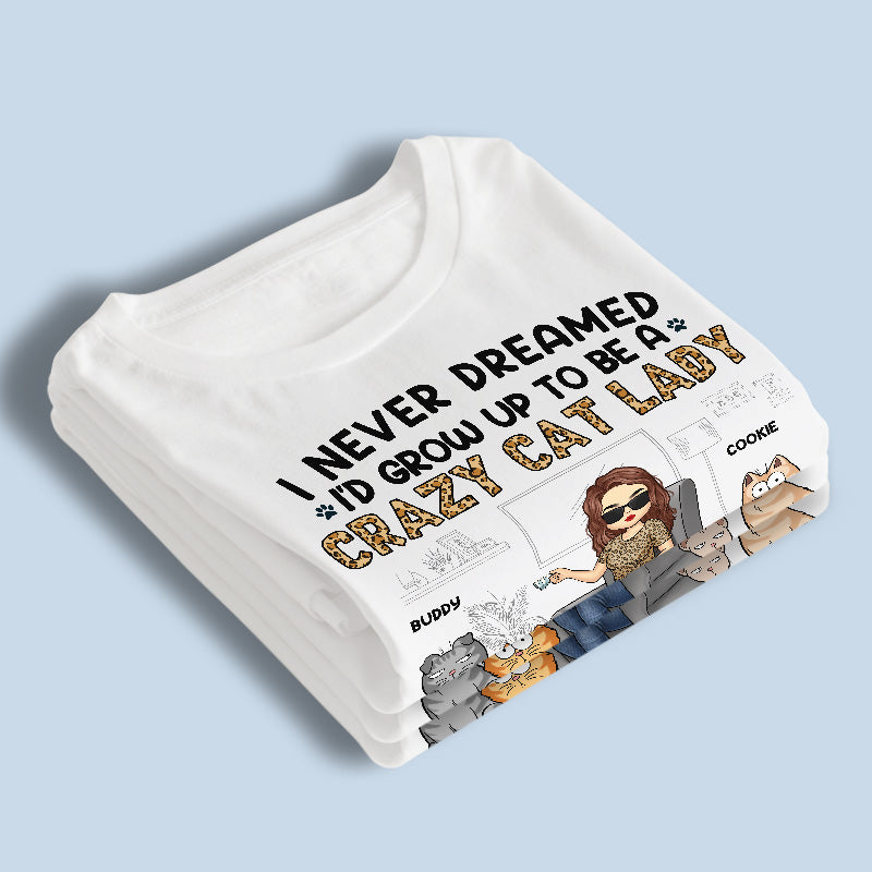 Heureux d'être une folle aux chats - T-shirt unisexe personnalisé, sweat à capuche, sweat-shirt - Cadeau pour les propriétaires et les amoureux des animaux