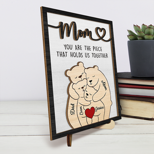 Tu es la pièce spéciale de notre famille - Plaque en bois personnalisée à 2 couches avec support - Cadeau de fête des mères, de pendaison de crémaillère pour maman, grand-mère