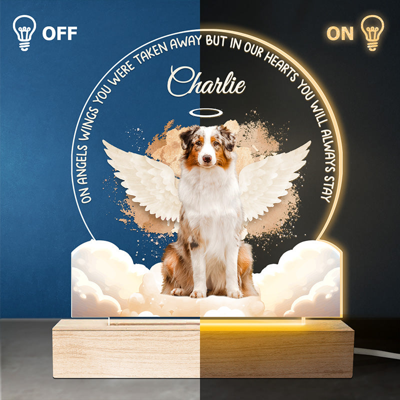 Photo personnalisée « Pour toujours dans mon cœur » – Lampe LED 3D personnalisée en forme de mémorial – Cadeau de condoléances pour les propriétaires et les amoureux des animaux