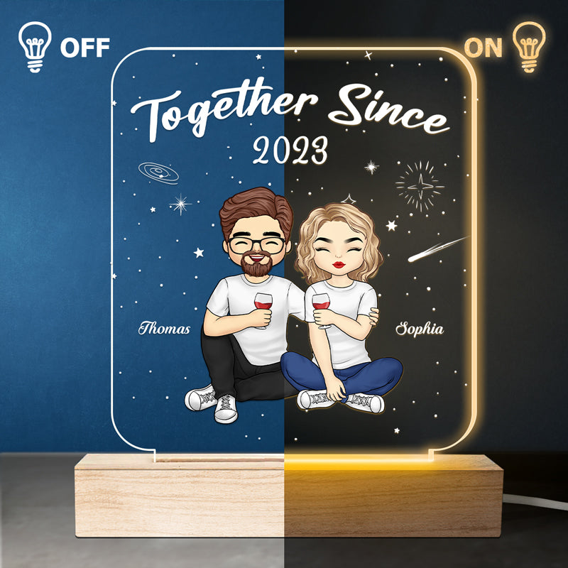 Mon endroit préféré est à côté de toi - Lampe LED 3D personnalisée en forme de couple - Cadeau pour mari et femme, anniversaire