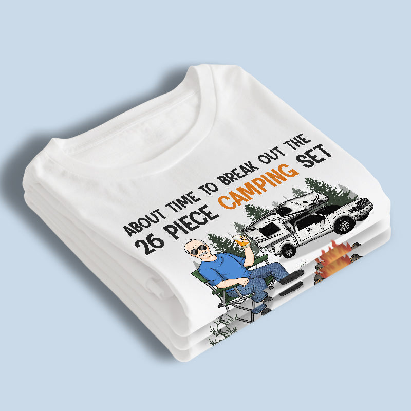 Chaise pliante et bières pour feu de camp - T-shirt, sweat à capuche et sweat-shirt unisexe personnalisé pour le camping - Cadeau de fête des pères, d'anniversaire pour papa, amoureux du camping