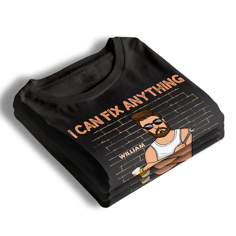 Je peux tout réparer, sauf la bêtise - T-shirt unisexe personnalisé pour la famille, sweat à capuche, sweat-shirt - Cadeau de fête des pères, d'anniversaire pour papa, grand-père