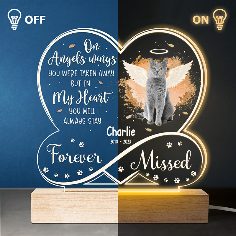 Photo personnalisée « Funny Missed » – Lumière LED 3D personnalisée en forme de cœur infini – Cadeau de condoléances pour les propriétaires et les amoureux des animaux