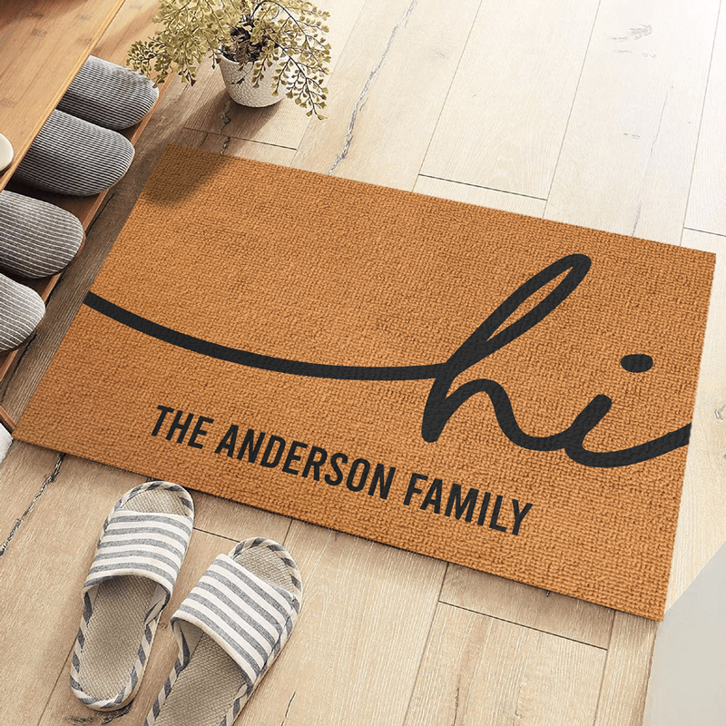 Bienvenue dans notre famille - Tapis décoratif personnalisé pour la famille - Cadeau pour les membres de la famille