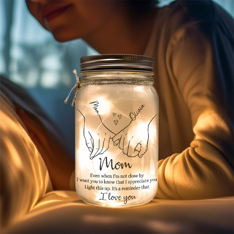 C'est un rappel que je t'aime - Lampe de pot Mason personnalisée pour la famille - Cadeau pour maman, grand-mère